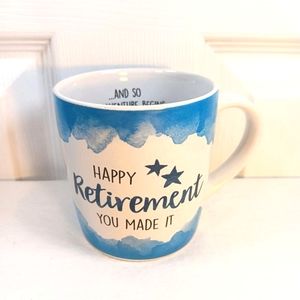 Happy Retirement Mug Cup 12 Oz White Blue Gift Collectible NWOT